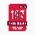 197 years celebrating anniversary design template. 197th logo. Vector and illustration. Royalty Free Stock Photo