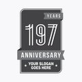 197 years celebrating anniversary design template. 197th logo. Vector and illustration. Royalty Free Stock Photo