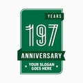 197 years celebrating anniversary design template. 197th logo. Vector and illustration. Royalty Free Stock Photo