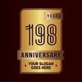 198 years celebrating anniversary design template. 198th logo. Vector and illustration. Royalty Free Stock Photo