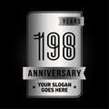 198 years celebrating anniversary design template. 198th logo. Vector and illustration. Royalty Free Stock Photo