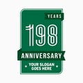 198 years celebrating anniversary design template. 198th logo. Vector and illustration. Royalty Free Stock Photo