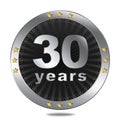 30 years anniversary badge - silver colour. Royalty Free Stock Photo