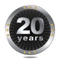 20 years anniversary badge - silver colour. Royalty Free Stock Photo