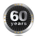 60 years anniversary badge - silver colour. Royalty Free Stock Photo