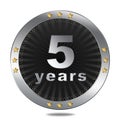 5 years anniversary badge - silver colour. Royalty Free Stock Photo