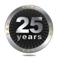 25 years anniversary badge - silver colour. Royalty Free Stock Photo