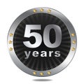 50 years anniversary badge - silver colour. Royalty Free Stock Photo