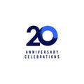 20 Years Anniversary Blue Celebration Vector Template Design Illustration Royalty Free Stock Photo