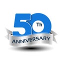 50 years anniversary, blue number with silver ribbon