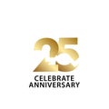 25 Years Anniversary Celebrate Gold Vector Template Design Illustration