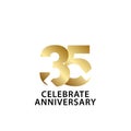 35 Years Anniversary Celebrate Gold Vector Template Design Illustration