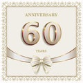 60 years anniversary celebration, birthday card, festive background, logo template design. Vector illustration Royalty Free Stock Photo