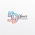 59 years anniversary celebration blue Colors Comical Design logotype. anniversary logo isolated on White background