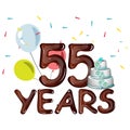 55 Years Anniversary celebration card with ballons Royalty Free Stock Photo