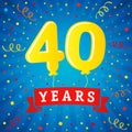 40 years anniversary celebration with colored balloons