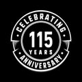 115years anniversary logo template. 115th vector and illustration. Royalty Free Stock Photo