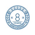 8 years anniversary celebration logo template. 8th line art vector and illustration.