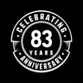 83 years anniversary logo template. 83th vector and illustration. Royalty Free Stock Photo