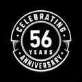 56 years anniversary logo template. 56th vector and illustration. Royalty Free Stock Photo