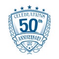 50th shield anniversary logo. 50th vector and illustration.