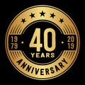 40 years celebrating anniversary design template. 40th anniversary logo. Vector and illustration. Royalty Free Stock Photo