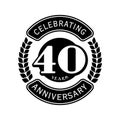 40 years celebrating anniversary design template. 40th logo. Vector and illustration. Royalty Free Stock Photo
