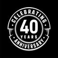 40 years anniversary logo template. 40th vector and illustration. Royalty Free Stock Photo