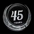 45 year anniversary. Elegant anniversary design. 45th logo.