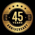 45 years celebrating anniversary design template. 45th anniversary logo. Vector and illustration.