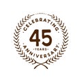 45 years design template. 45th vector and illustration