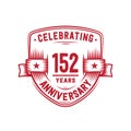 152 years anniversary celebration shield design template. 152nd anniversary logo. Vector and illustration. Royalty Free Stock Photo