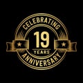 19 years anniversary celebration logotype. 19th years logo. Vector and illustration.