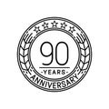 90 years anniversary celebration logo template. 90th line art vector and illustration. Royalty Free Stock Photo