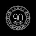 90 years anniversary celebration logo template. 90th line art vector and illustration. Royalty Free Stock Photo