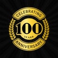 100 years celebrating anniversary design template. 100th logo. Vector and illustration. Royalty Free Stock Photo