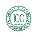 100 years anniversary celebration logo template. 100th line art vector and illustration.