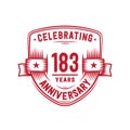 183 years anniversary celebration shield design template. 183rd anniversary logo. Vector and illustration. Royalty Free Stock Photo