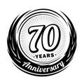 70 year anniversary. Elegant anniversary design. 70th logo.