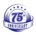 75 years anniversary design template. 75th anniversary celebrating logo design. 75years logo.