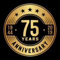 75 years celebrating anniversary design template. 75th anniversary logo. Vector and illustration. Royalty Free Stock Photo
