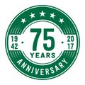 75 years celebrating anniversary design template. 75th anniversary logo. Vector and illustration.