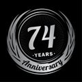 74 years anniversary. Elegant anniversary design. 74th logo.