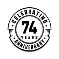 74 years anniversary logo template. 74th vector and illustration.