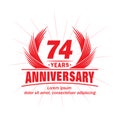 74 years anniversary. Elegant anniversary design. 74th years logo.