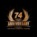 74 years anniversary. Elegant anniversary design. 74th years logo.