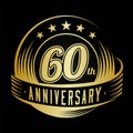 60 years anniversary design template. 60th anniversary celebrating logo design. 60years logo. Royalty Free Stock Photo