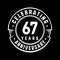 67 years anniversary logo template. 67th vector and illustration. Royalty Free Stock Photo