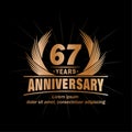 67 years anniversary. Elegant anniversary design. 67th years logo.