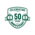 50 years anniversary celebration shield design template. 50th anniversary logo. Vector and illustration.